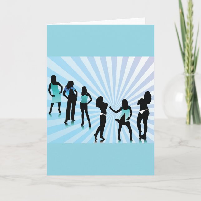 Stylish Women Silhouettes Teal Blue Fashion Karte (Vorderseite)