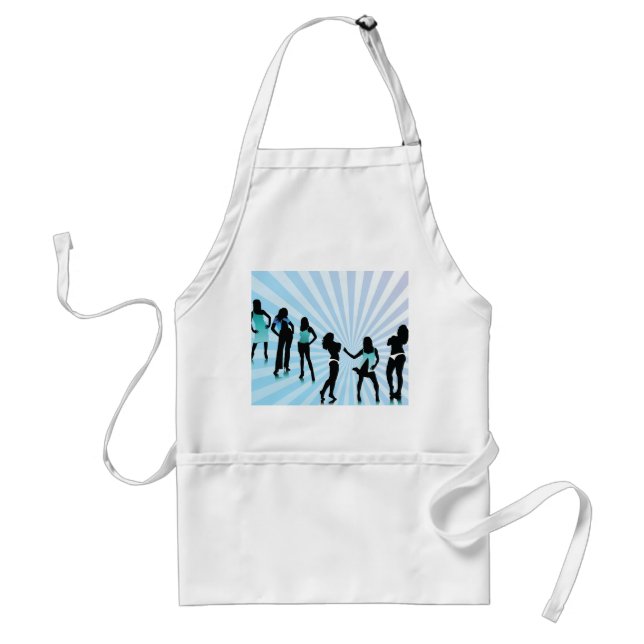 Stylish Women Silhouettes Teal Blue Fashion Schürze (Vorne)