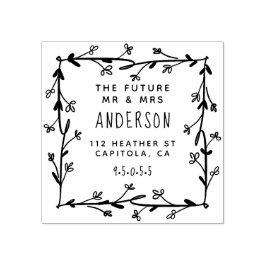 Stylish Wreath Future Mr. & Mrs. Rücksendeadresse Gummistempel