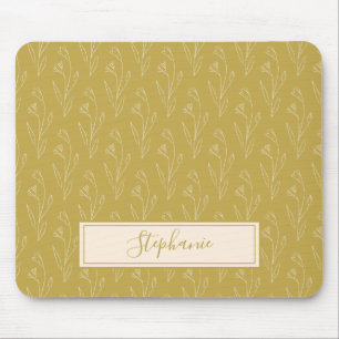 Stylish Yellow Floral Drawing Personalized Mousepad