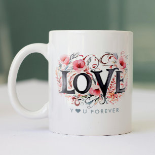Stylishes Boho-Liebe dich für immer Floral-Aquarel Zweifarbige Tasse