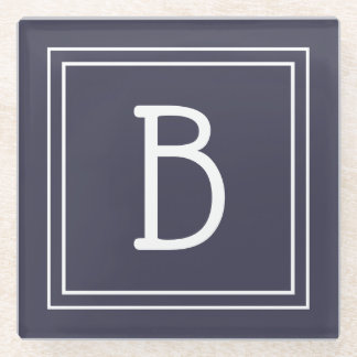 Stylishes Chic Monogramm dunkelblau und weiß Anfan Glasuntersetzer