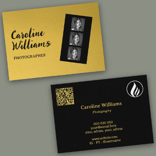Stylishes Gold-Filmstreifen-Fotografie-Logo-QR-Cod Visitenkarte