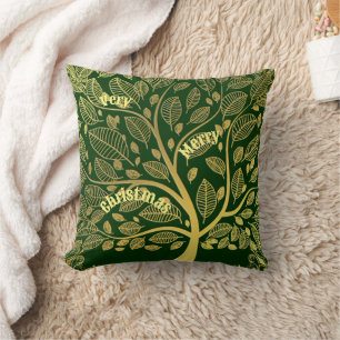 Stylishes Goldener Baum des Lebens Laub Frohe Weih Kissen