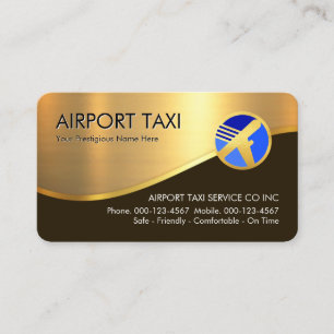Stylishes goldenes Wellenflugzeug Flughafen Taxi Visitenkarte
