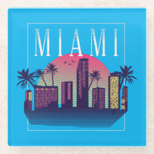 Stylishes Miami Florida Retro-Stadtlogo Glasuntersetzer
