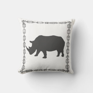 Stylishes minimalistisches weiß-schwarzes Nashorn- Kissen