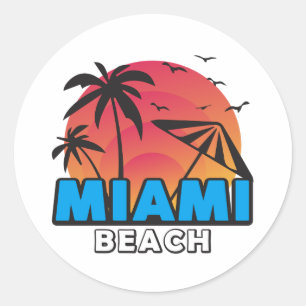 Stylishes Retro-Miami-Beach-Reiseziel Runder Aufkleber