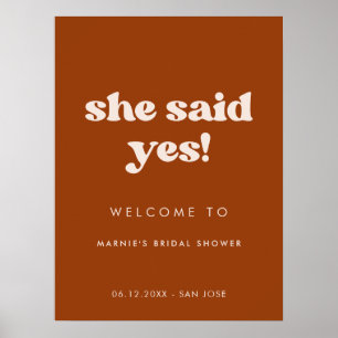 Stylishes verbranntes Orange Sie hat ja gesagt Bra Poster
