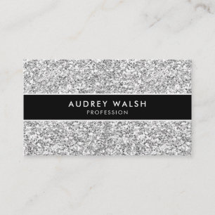 StylishSilver GLITZER Sequin Black Striped Visitenkarte
