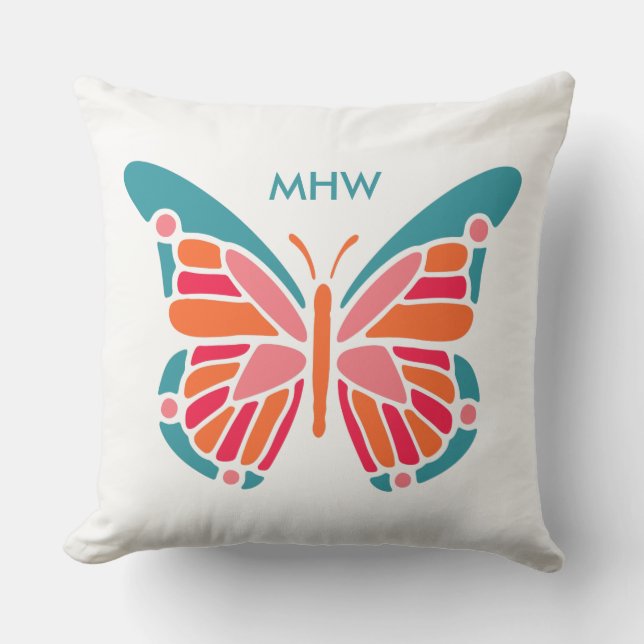 Stylisierte Butterfly-Kissen für Monogramm Kissen (Vorderseite)