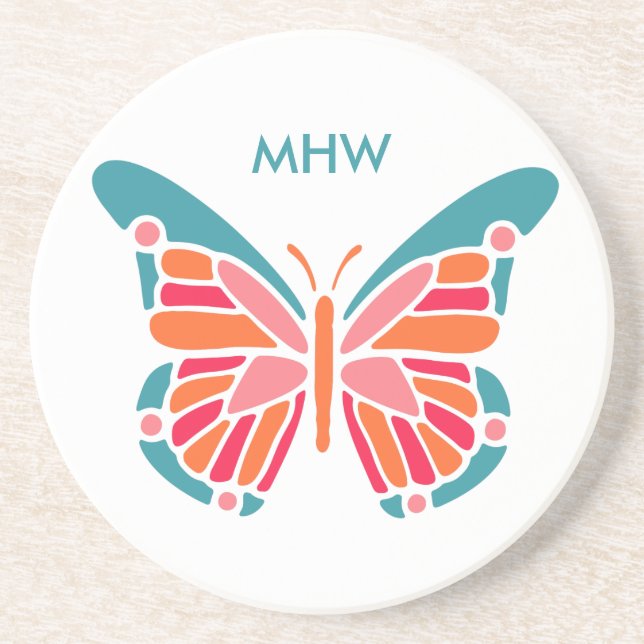 Stylisierte Butterfly-Untersetzer Sandstein Untersetzer (Vorne)