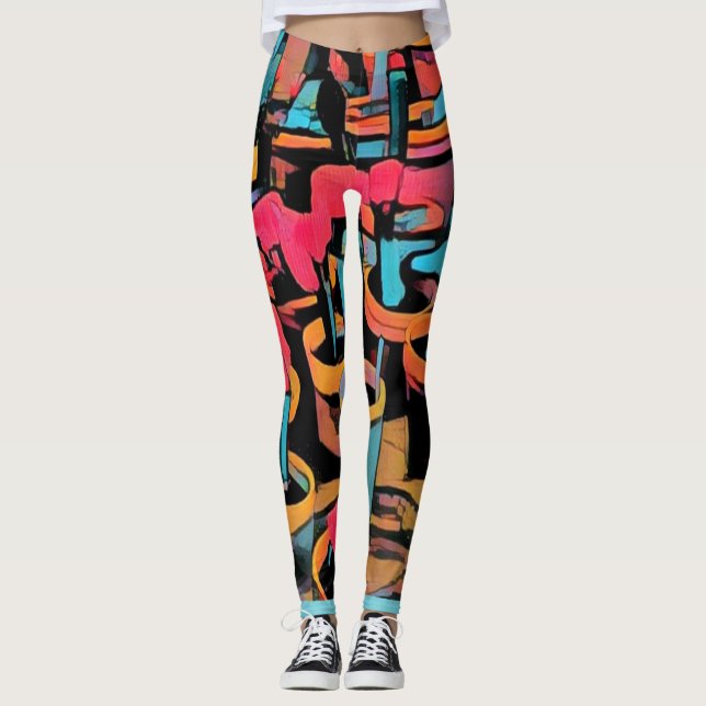 Stylisierte Cactus Funky Leggings (Vorderseite)