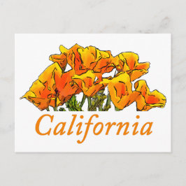 Stylisierte California Poppy Art, Text "California Postkarte
