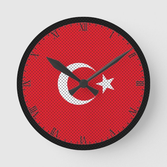 Stylisierte Flagge der Türkei Runde Wanduhr (Vorderseite)