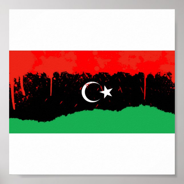 Stylisierte Flagge des Königreichs Libyen Poster (Vorne)