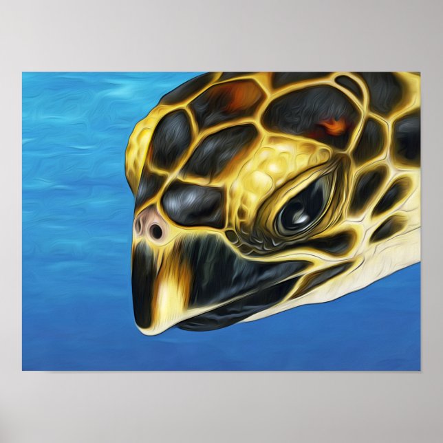 Stylisierte Hawksbill Sea Turtle Poster (Vorne)