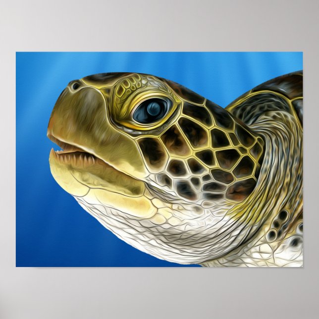 Stylisierte Juvenile Green Turtle Face Poster (Vorne)