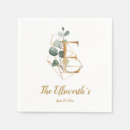 Stylisierte Letter E Floral Wedding Napkins Serviette