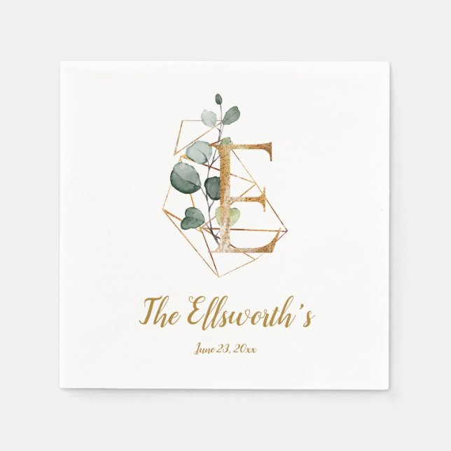 Stylisierte Letter E Floral Wedding Napkins Serviette (Vorderseite)