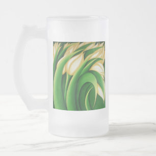 Stylisierte leuchtende gelbe Tulips Mattglas Bierglas