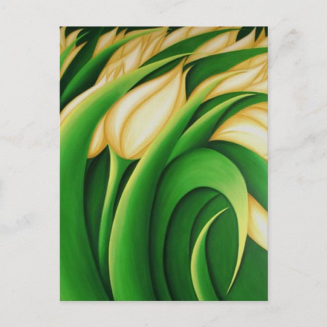 Stylisierte leuchtende gelbe Tulips Postkarte (Vorderseite)