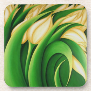 Stylisierte leuchtende gelbe Tulips Untersetzer