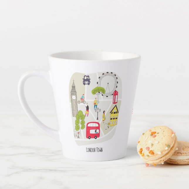 Stylisierte Map London England Sehenswürdigkeiten  Milchtasse (Beispiel)