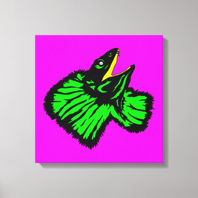 Stylisierte Neon Green Frilled Nackenechard Leinwanddruck (Vorderseite)