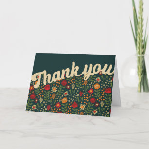 Stylisierte Protea Floral Block Print Millefleur Dankeskarte