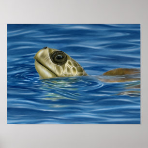Stylisierte Ridley Sea Turtle-Olive Poster