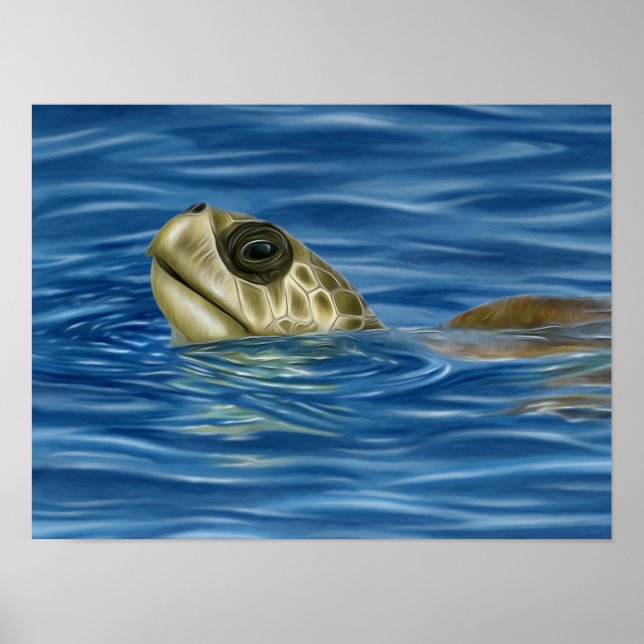 Stylisierte Ridley Sea Turtle-Olive Poster (Vorne)