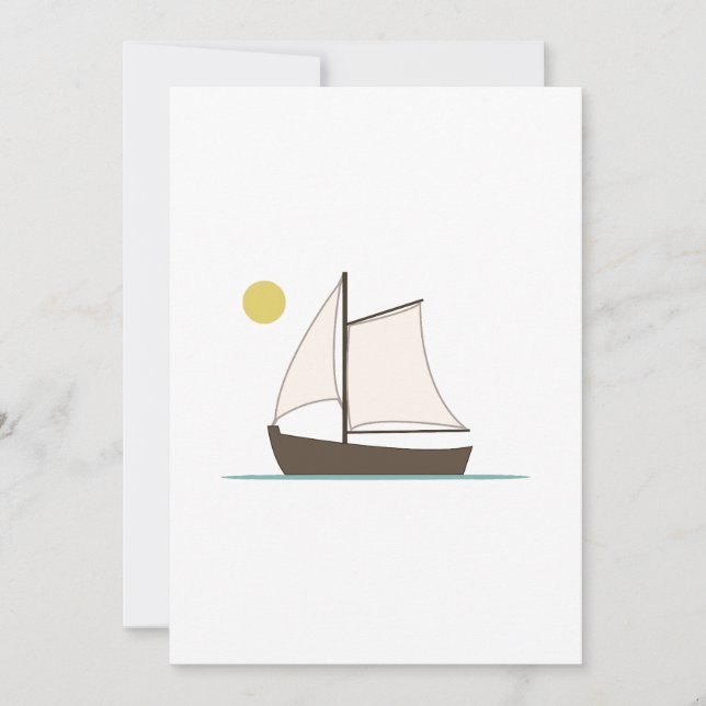 Stylisierte Sailboat Illustration Einladung (Vorderseite)