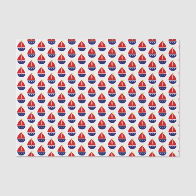 Stylisierte Sailboat Red Blue Yellow Seidenpapier (Vorderseite)