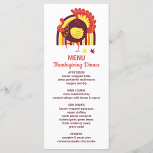 Stylisierte Türkei Groovy Rainbow Happy Thanksgivi Menükarte