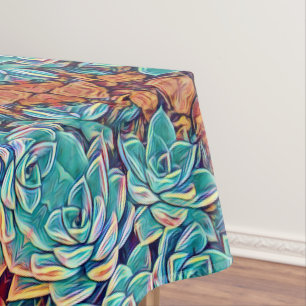 Stylisierte Türkis Succulents Pflanze Tischdecke