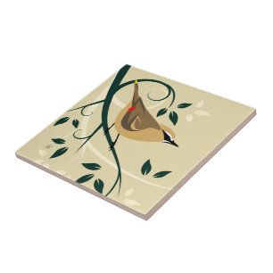 Stylisierte Waxwing Fliese