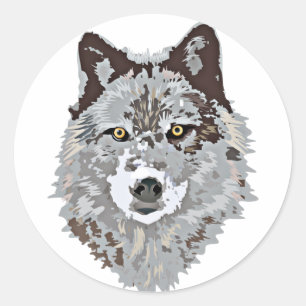 Stylisierte Wolf Head Runder Aufkleber