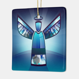 Stylisierter Blauer Engel Keramikornament