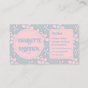 Stylist Boho Retro Floral Business Card Visitenkarte