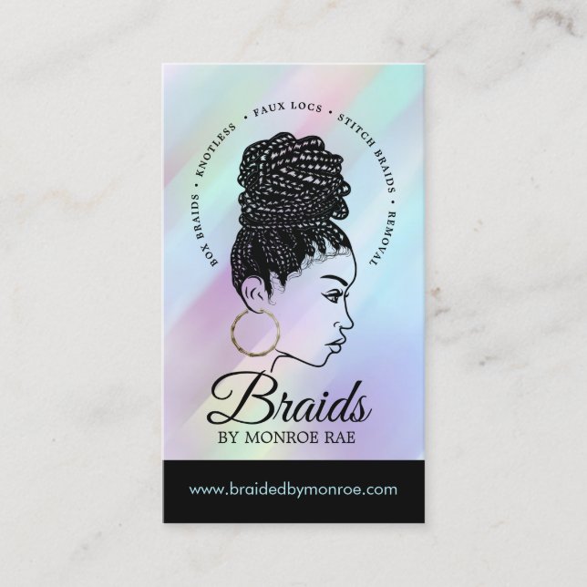 Stylist Braid Hair Beautician Salon Visitenkarte (Vorderseite)