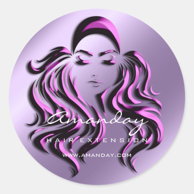 Stylist für Haarverlängerung Makeup Artis Violet Runder Aufkleber (Vorderseite)