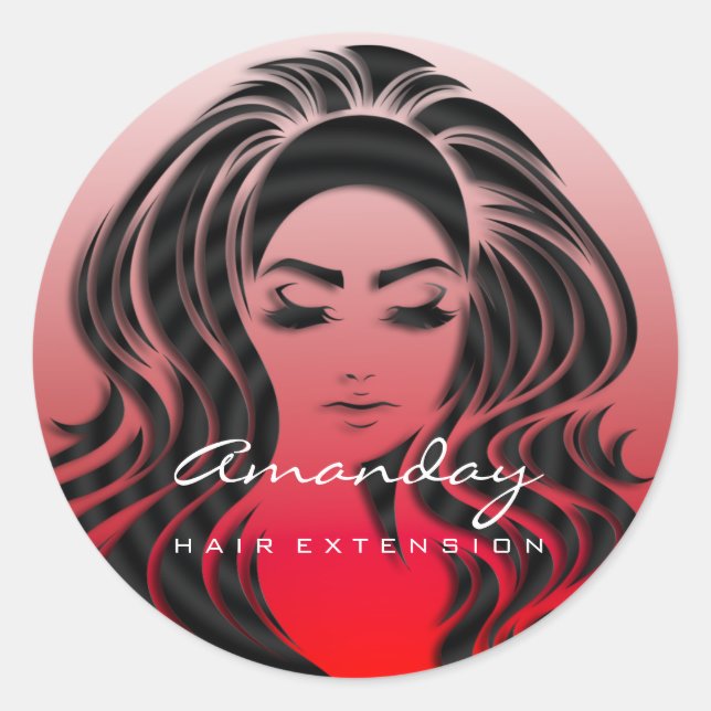 Stylist für Haarverlängerungen für Haarwuchs Makeu Runder Aufkleber (Vorderseite)