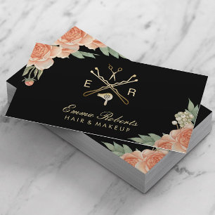 Stylist Gold Salon Logo Vintag Floral Visitenkarte