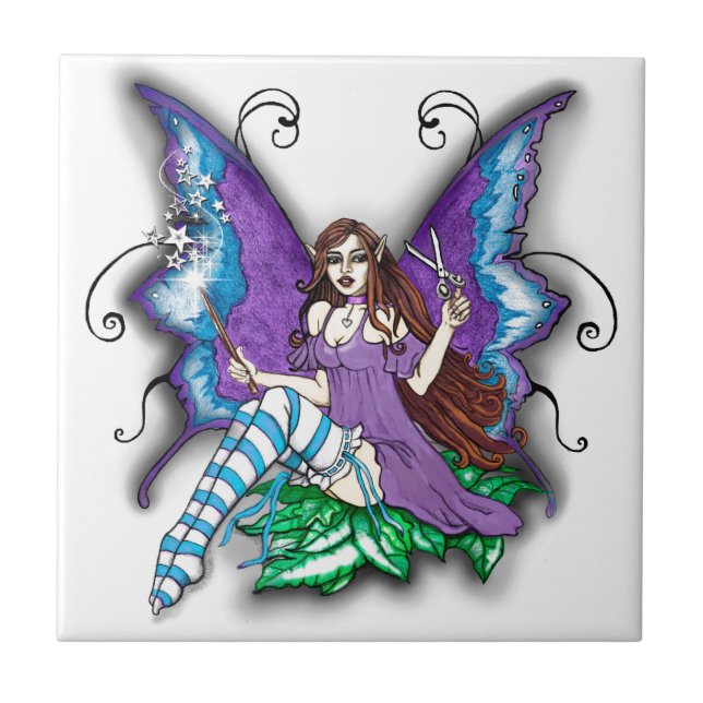 Stylist-Hair Dresser Fairy Fliese (Vorderseite)