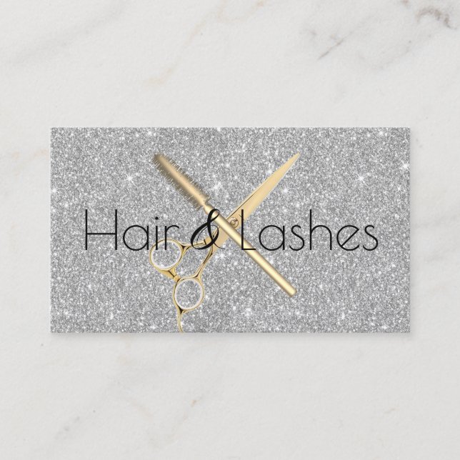 Stylist Hair & Lashes Glitzer Schönheitssalon Visitenkarte (Vorderseite)