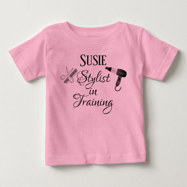 Stylist in Ausbildung Baby Romper Salon Beautician Baby T-shirt (Vorderseite)