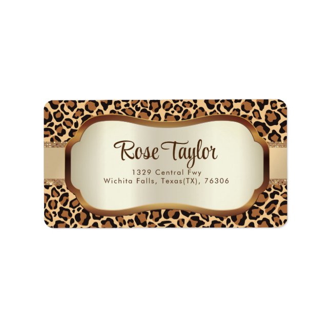Stylist Leopard Druckmuster Adressaufkleber (Vorne)