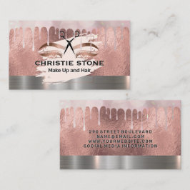 Stylist | Mua Rose Gold Foil | Tropfen Bokeh Visitenkarte