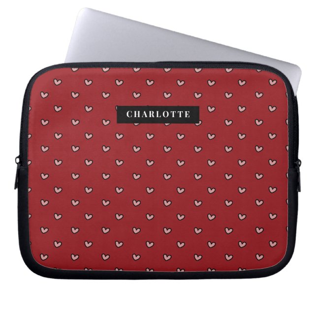 Stylist Niedlich süße, rote Herzmuster Monogramm G Laptopschutzhülle (Vorderseite)